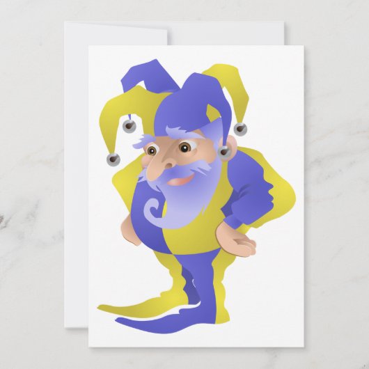 Paarse en groene jester kaart (Voorkant)