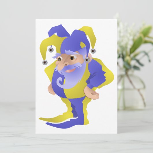 Paarse en groene jester kaart (Staand voorkant)