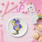 Paarse en groene jester papieren bordje (Feest)