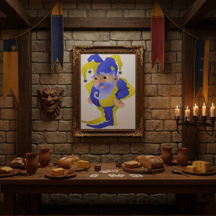 Paarse en groene jester poster