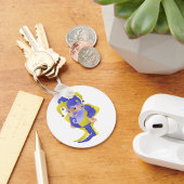 Paarse en groene jester sleutelhanger