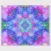 Paarse en groene Kaleidoscoop Fractal Art Cadeaupapier (Vlak)