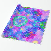 Paarse en groene Kaleidoscoop Fractal Art Cadeaupapier (Uitgerold)