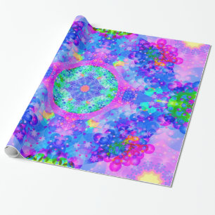 Paarse en groene Kaleidoscoop Fractal Art Cadeaupapier