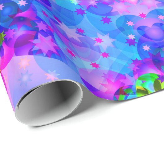 Paarse en groene Kaleidoscoop Fractal Art Cadeaupapier (Rol Hoek)