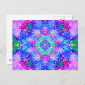 Paarse en groene Kaleidoscoop Fractal Briefkaart (Voorkant / Achterkant)