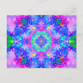 Paarse en groene Kaleidoscoop Fractal Briefkaart