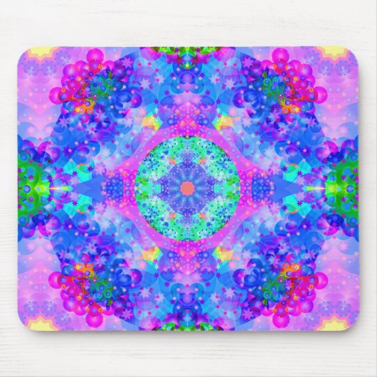 Paarse en groene Kaleidoscoop Fractal Muismat (Voorkant)