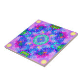 Paarse en groene Kaleidoscoop Fractal Tegeltje (Zijkant)