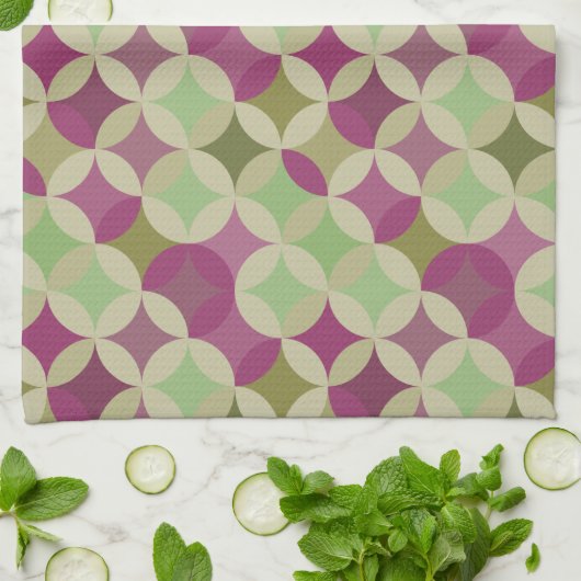 Paarse en groene keuken- en diskettestamenten theedoek (Gevouwen)