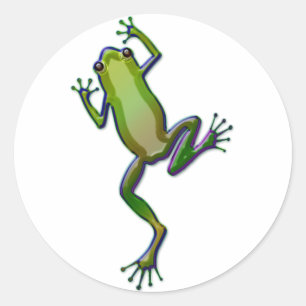 Paarse en groene kikker ronde sticker