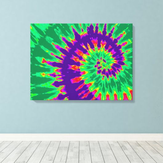 Paarse en groene kleurstof canvas afdruk (Insitu (Houten vloer))