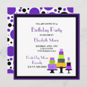 Paarse en groene koekjes Birthday Party Kaart (Voorkant / Achterkant)