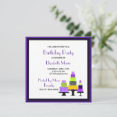 Paarse en groene koekjes Birthday Party Kaart (Staand voorkant)