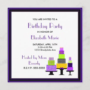 Paarse en groene koekjes Birthday Party Kaart