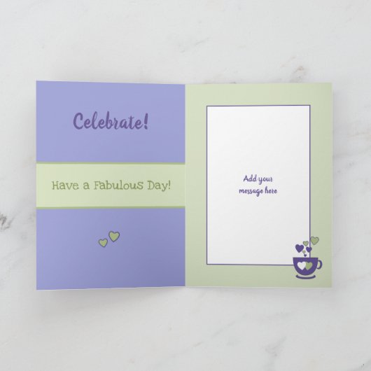 Paarse en groene koffieminnaar kaart (Binnen)