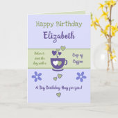 Paarse en groene koffieminnaar kaart (Gele Bloem)