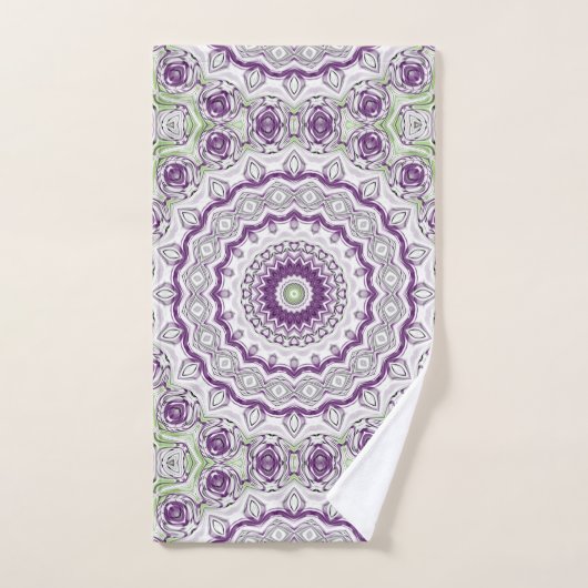 Paarse en groene mandala patroon ontwerp bad handdoek (Handdoek)