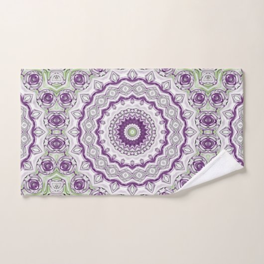 Paarse en groene mandala patroon ontwerp bad handdoek (Handdoek)