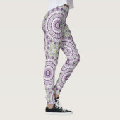 Paarse en groene mandala patroon ontwerp leggings (Rechts)