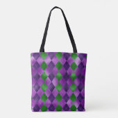 PAARSE EN GROENE MARDI GRAS DIAMOND PATTERS TOTE BAG (Achterkant)