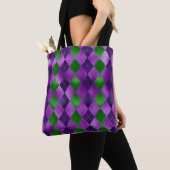 PAARSE EN GROENE MARDI GRAS DIAMOND PATTERS TOTE BAG (Dichtbij)
