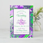 Paarse en groene marmer Fluid Art Uitnodiging (Staand voorkant)