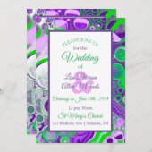 Paarse en groene marmer Fluid Art Uitnodiging (Voorkant / Achterkant)