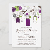 Paarse en groene Mason Jars repetitie diner Kaart (Voorkant)