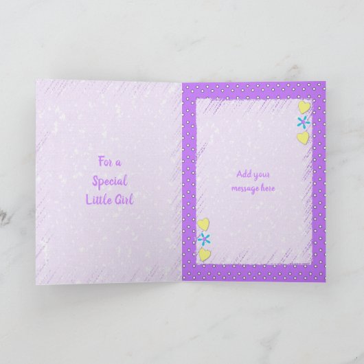 Paarse en groene met een naam kinderen Verjaardag Kaart (Binnen)