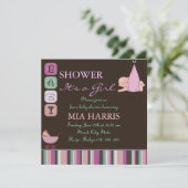 Paarse en groene Modern Design Baby shower Uitnodi Kaart (Staand voorkant)