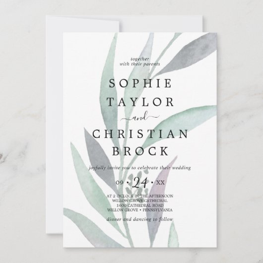 Paarse en groene olievlek met eucalyptus kaart (Voorkant)