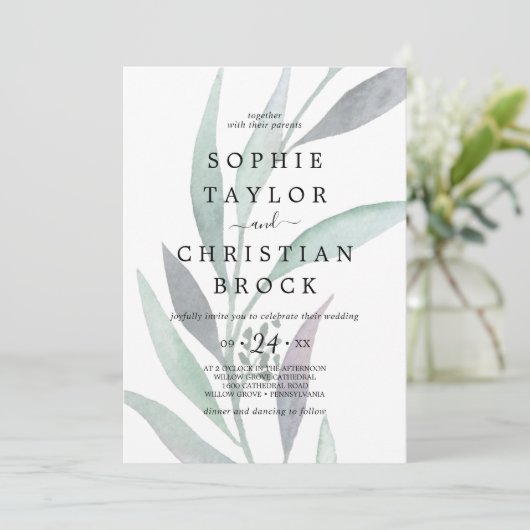 Paarse en groene olievlek met eucalyptus kaart (Staand voorkant)