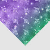 Paarse en groene ombre Glitter Celestial Pattern Tissuepapier (Detail)