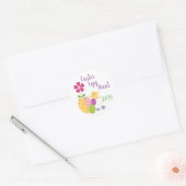 Paarse en groene paaseierjacht ronde sticker (Envelop)