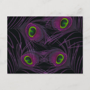 Paarse en groene Peacock-doezelkollage Briefkaart