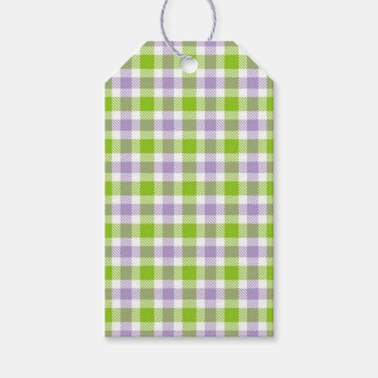 Paarse en groene plaid cadeaulabel (Voorkant)