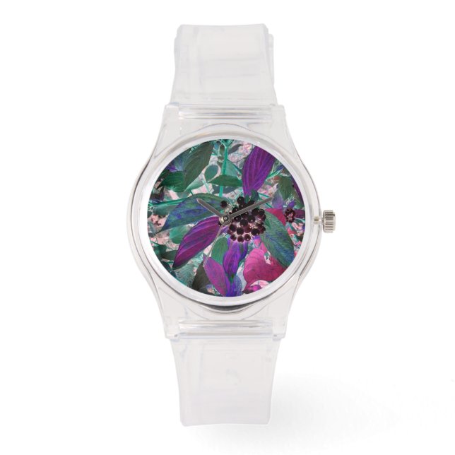 Paarse en groene plant horloge (Voorkant)