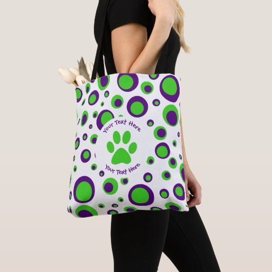 [Paarse en groene] pokadots Tote Bag (Dichtbij)