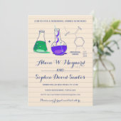 Paarse en groene repetitie voor chemie, diner uitn kaart (Staand voorkant)