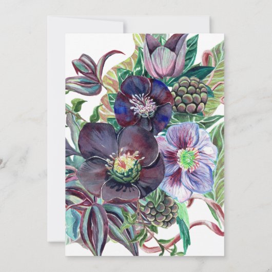 Paarse en groene Romantische Gothic Lenten Roos We Kaart (Achterkant)