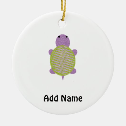 Paarse en groene schildpad keramisch ornament (Voorkant)
