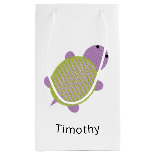 Paarse en groene schildpad klein cadeauzakje (Achterkant)