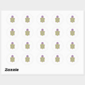 Paarse en groene schildpad ronde sticker (Vel)