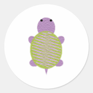 Paarse en groene schildpad ronde sticker
