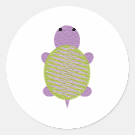 Paarse en groene schildpad ronde sticker (Voorkant)