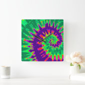 Paarse en groene spiraalkleurige kleurstofklok vierkante klok (Huis)