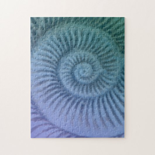 Paarse en groene spiraalvormige Ammonite Fossil Ar Legpuzzel (Verticaal)