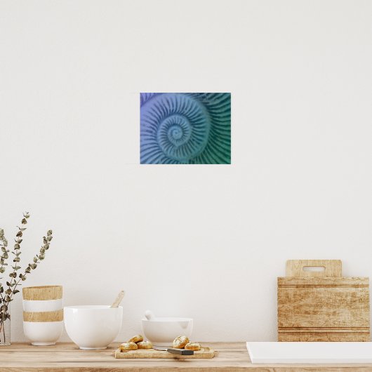 Paarse en groene spiraalvormige Ammonite Fossil Ar Poster (Keuken)