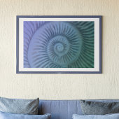 Paarse en groene spiraalvormige Ammonite Fossil Ar Poster